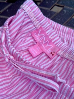 VINYL Threads Cotton Pink Striped Drawstring Elastic Pajama Pants NWT
